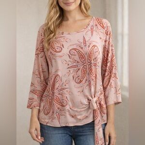 Pink Paisley Top With Knot
